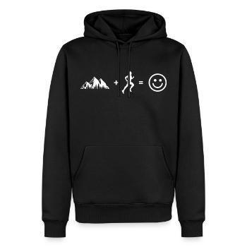 happy trail runner - Sweat à capuche Premium bio Homme - noir - Devant - Nico (187cm)