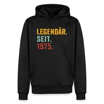 Legendär seit 1975 - Männer Premium Bio Hoodie - Schwarz - Vorne - Nico (187cm)