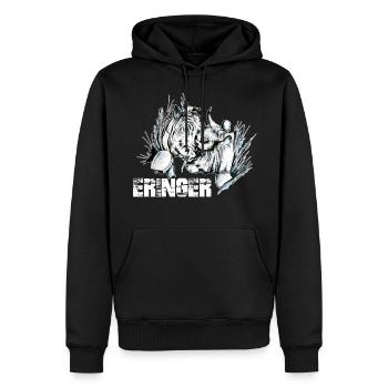 Eringer, vache d'hérens - Sweat à capuche Premium bio Homme - noir - Devant - Nico (187cm)