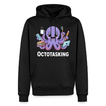 Octotasking octopus en mode multitâche - Sweat à capuche Premium bio Homme - noir - Devant - Nico (187cm)