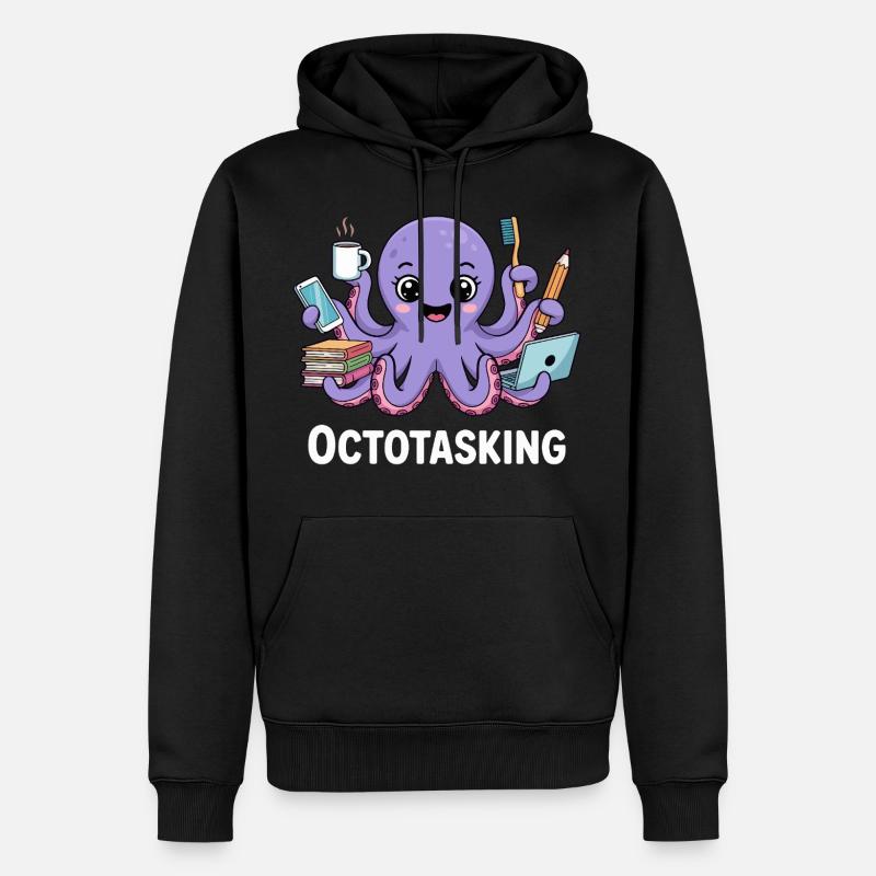 Octotasking Krake im Multitasking Modus - Männer Premium Bio Hoodie - Schwarz