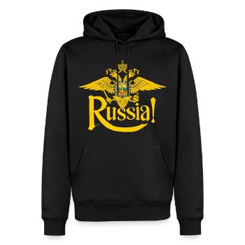 Russe, Russie - Sweat à capuche Premium bio Homme - noir - Devant - Nico (187cm)