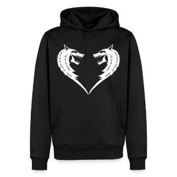 White Wolf Heart - Men’s Premium Organic Hoodie - black - Front - Nico (187cm)