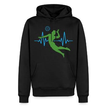 ECG de volleyball battement de cœur | Couleurs changeantes - Sweat à capuche Premium bio Homme - noir - Devant - Nico (187cm)