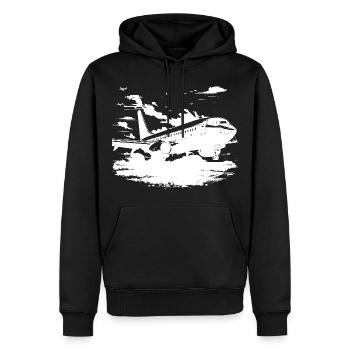 Flugzeug Skizze - Männer Premium Bio Hoodie - Schwarz - Vorne - Nico (187cm)