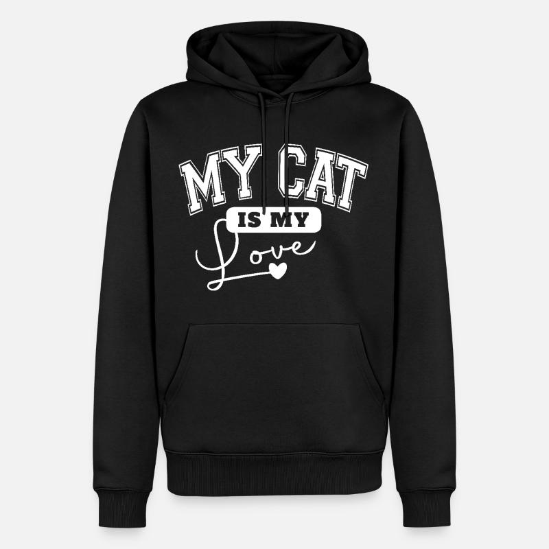 Mon chat est mon amour - Sweat à capuche Premium bio Homme - noir