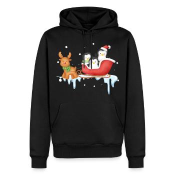 Pinguinschlittenfahrt im Winter Wonderland - Männer Premium Bio Hoodie - Schwarz - Vorne - Nico (187cm)