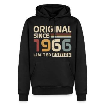 Original 1966 Vintage Vintage Birthday Retro - Men’s Premium Organic Hoodie - black - Front - Nico (187cm)