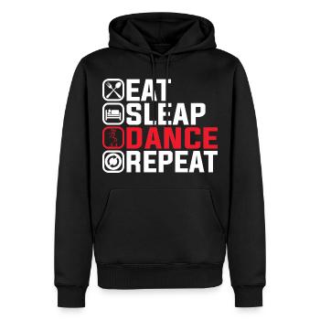 Eat Sleep Dance Repeat – Cooles Tanz Design - Männer Premium Bio Hoodie - Schwarz - Vorne - Nico (187cm)