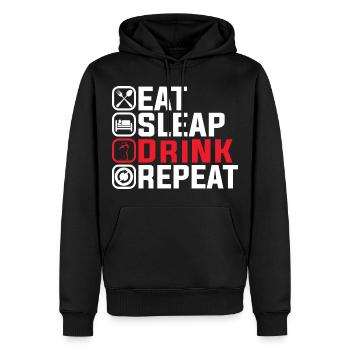 Eat Sleep Drink Repeat – Lustiges Party Design - Männer Premium Bio Hoodie - Schwarz - Vorne - Nico (187cm)