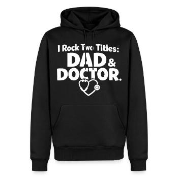 Dad and Doctor Arzt Papa - Men’s Premium Organic Hoodie - black - Front - Nico (187cm)
