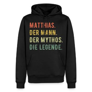 Matthias Vorname Der Mann Der Mythos Die Legende - Männer Premium Bio Hoodie - Schwarz - Vorne - Nico (187cm)
