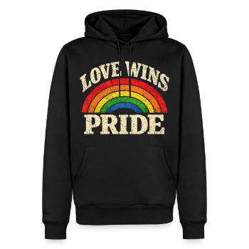 Love Wins Pride Regenbogen CSD LGBTQ Community - Männer Premium Bio Hoodie - Schwarz - Vorne - Nico (187cm)