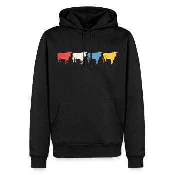 rétro t-shirt vache vaches - Sweat à capuche Premium bio Homme - noir - Devant - Nico (187cm)