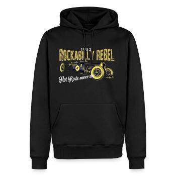 Rockabilly Rebel Design - Männer Premium Bio Hoodie - Schwarz - Vorne - Nico (187cm)