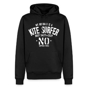 Noirmoutier Kite surfer busy salty sexy - Sweat à capuche Premium bio Homme - noir - Devant - Nico (187cm)