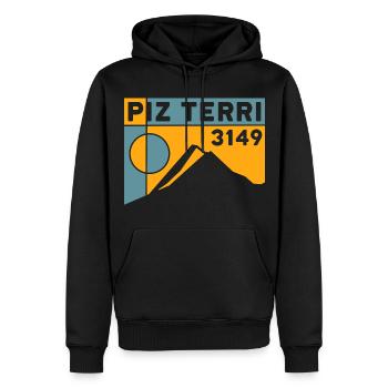 Piz Terri Adula Alpen Bergtour Andenken - Männer Premium Bio Hoodie - Schwarz - Vorne - Nico (187cm)