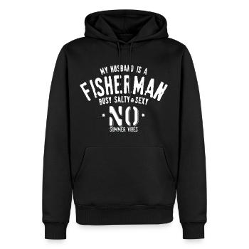 Noirmoutier Fisherman busy salty sexy - Sweat à capuche Premium bio Homme - noir - Devant - Nico (187cm)