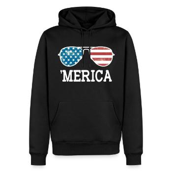 'merica - America - Amerika - Sonnenbrille Patriot - Männer Premium Bio Hoodie - Schwarz - Vorne - Nico (187cm)
