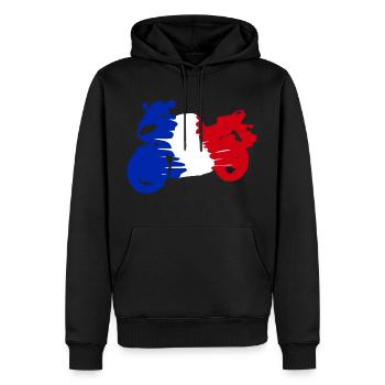 Motorcycle France Flag Biker Motorcyclist - Men’s Premium Organic Hoodie - black - Front - Nico (187cm)
