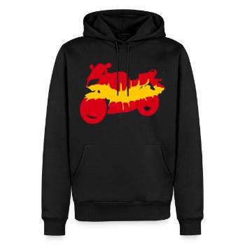 Motorrad Spanien Flagge Biker Motorradfahrer - Männer Premium Bio Hoodie - Schwarz - Vorne - Nico (187cm)