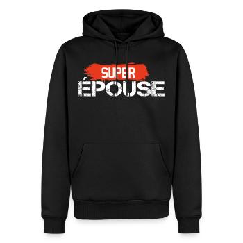 Super épouse cadeau - Sweat à capuche Premium bio Homme - noir - Devant - Nico (187cm)
