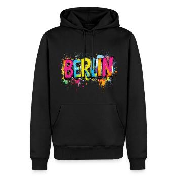 Berlin Graffiti Schrift Streetart Urban Style - Männer Premium Bio Hoodie - Schwarz - Vorne - Nico (187cm)