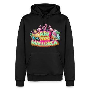 Abi 2025 Mallorca Malle Party Célébrer la bière Flamingo - Sweat à capuche Premium bio Homme - noir - Devant - Nico (187cm)