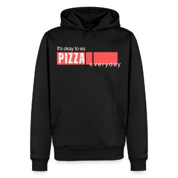 C’est bien de manger de la pizza tous les jours. Drôle de dicton - Sweat à capuche Premium bio Homme - noir - Devant - Nico (187cm)