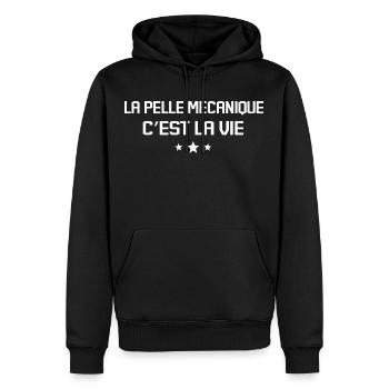 La Pelle Mécanique C’est La Vie - Sweat à capuche Premium bio Homme - noir - Devant - Nico (187cm)