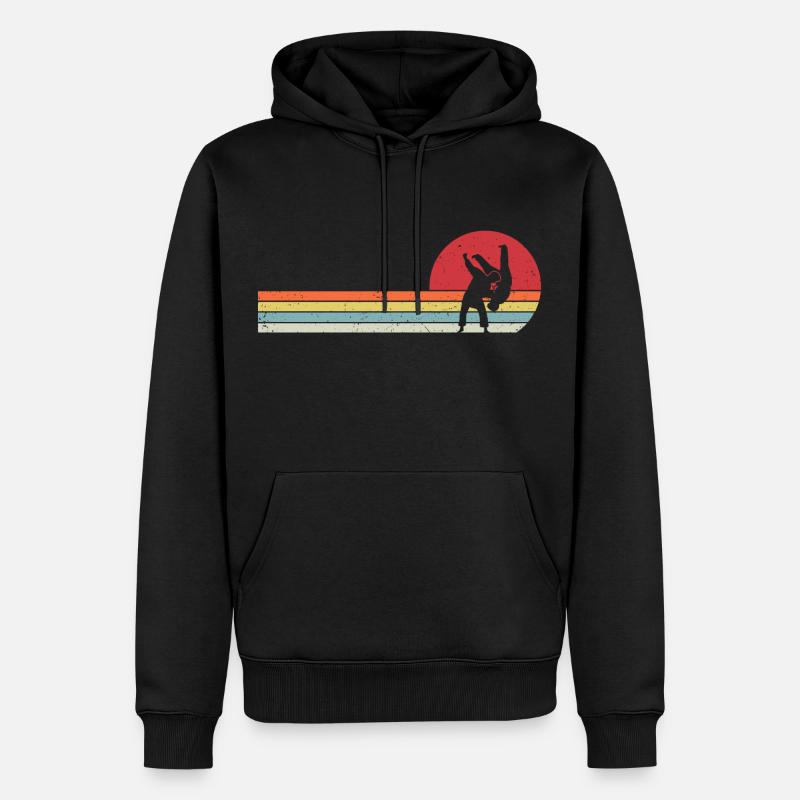 Retro Judo - Sweat à capuche Premium bio Homme - noir