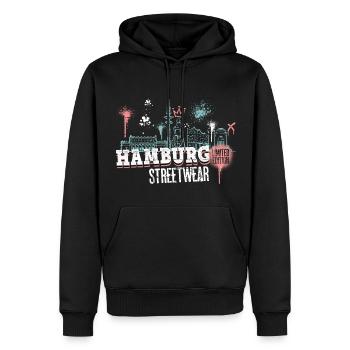 Hamburg Skyline Stadt Deutschland Graffiti - Männer Premium Bio Hoodie - Schwarz - Vorne - Nico (187cm)