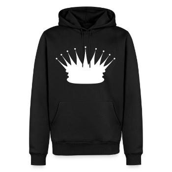 Krone - Männer Premium Bio Hoodie - Schwarz - Vorne - Nico (187cm)