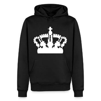 Krone - Männer Premium Bio Hoodie - Schwarz - Vorne - Nico (187cm)