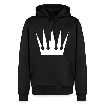 Krone - Männer Premium Bio Hoodie - Schwarz - Vorne - Nico (187cm)