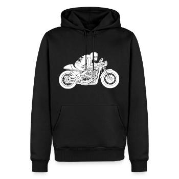 Motorradfahrer - Männer Premium Bio Hoodie - Schwarz - Vorne - Nico (187cm)