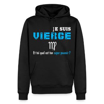 Vierge super pouvoir humour signe du zodiaque - Sweat à capuche Premium bio Homme - noir - Devant - Nico (187cm)