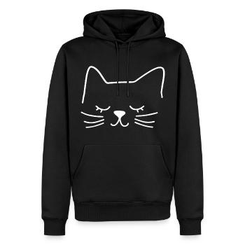 Katze Silhouette Umriss Zeichnung Lineart Kunst - Männer Premium Bio Hoodie - Schwarz - Vorne - Nico (187cm)
