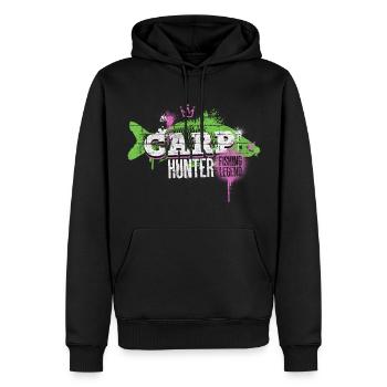 carpe carpe chasseur pêche pêcheur poisson graffiti - Sweat à capuche Premium bio Homme - noir - Devant - Nico (187cm)