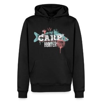 carpe carpe chasseur pêche pêcheur poisson graffiti - Sweat à capuche Premium bio Homme - noir - Devant - Nico (187cm)