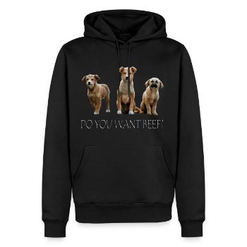 Bœuf chiot - Sweat à capuche Premium bio Homme - noir - Devant - Nico (187cm)