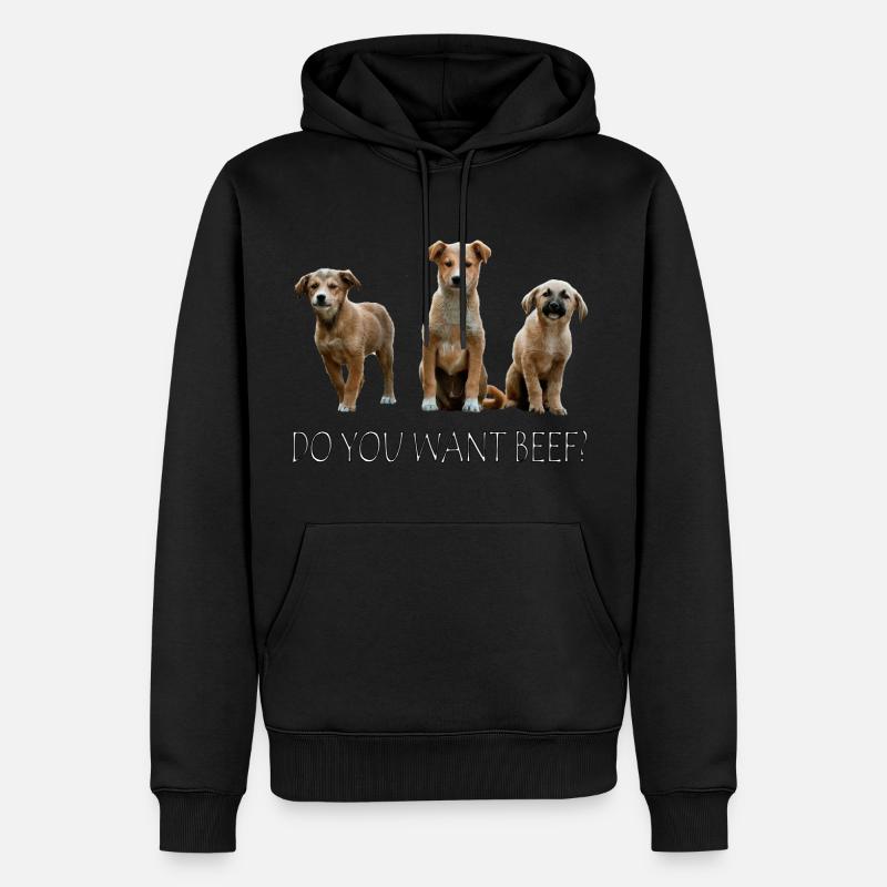 Bœuf chiot - Sweat à capuche Premium bio Homme - noir