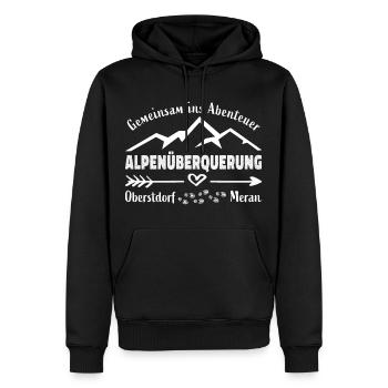 Alpenüberquerung E5 - Gemeinsam ins Abenteuer - Männer Premium Bio Hoodie - Schwarz - Vorne - Nico (187cm)