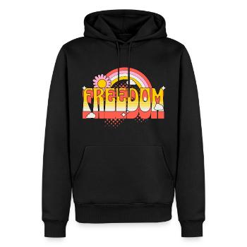 Liberté, Paix, Justice, Tolérance, Amour - Sweat à capuche Premium bio Homme - noir - Devant - Nico (187cm)
