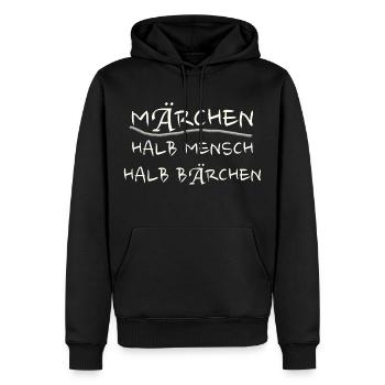 Märchen halb Mensch halb Bärchen Geschenk Spaß fun - Männer Premium Bio Hoodie - Schwarz - Vorne - Nico (187cm)