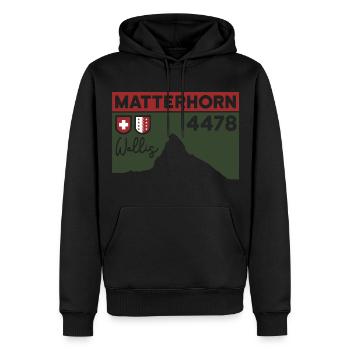 Matterhorn Höhe Zermatt Wallis Wanderung Schweiz - Männer Premium Bio Hoodie - Schwarz - Vorne - Nico (187cm)