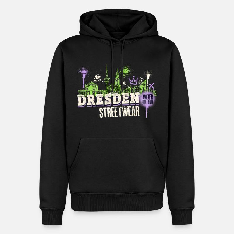 Dresde Skyline City Allemagne Graffiti - Sweat à capuche Premium bio Homme - noir