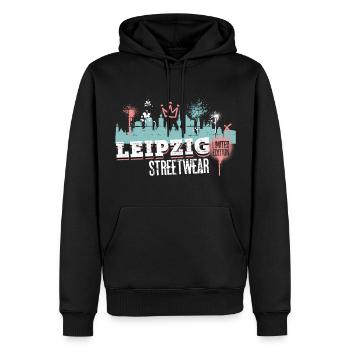 Leipzig Skyline Stadt Deutschland Graffiti Kunst - Männer Premium Bio Hoodie - Schwarz - Vorne - Nico (187cm)