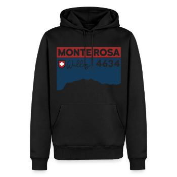 Randonnée Mont Rose Massif Dufourspitze Valais - Sweat à capuche Premium bio Homme - noir - Devant - Nico (187cm)