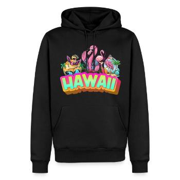Hawaii Summer Flamingo Palm Tree Beach Ocean Vacation - Sweat à capuche Premium bio Homme - noir - Devant - Nico (187cm)